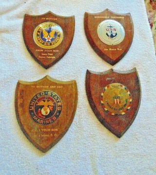 4 - Vintage Wwii - Us Army / Navy / Army Air Force / Usmc Wall Plaque’s