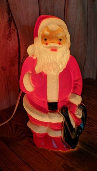 Vintage empire blow mold plastic christmas santa 13 inch with light 1968 2