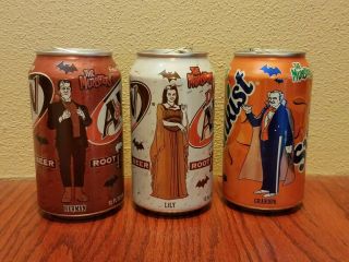 The Munsters A&w Diet Sunkist Soda Cans 2000 Herman Lily And Grandpa Munster
