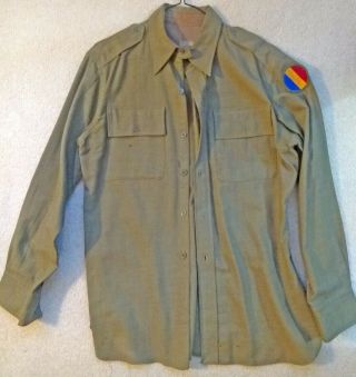 Vintage Wwii Us Army Od Wool Field Shirt W/irtc Patch B