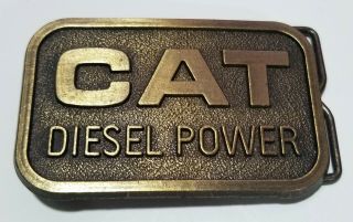 Cat Diesel Power Brass Belt Buckle • Caterpillar Tractor Co 1982