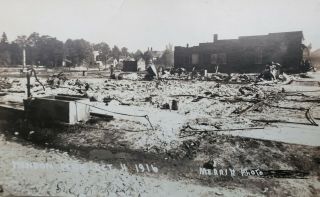 Mendon Michigan Disaster Fire Street Merrit Rppc Postcard 1916 St Joseph Co