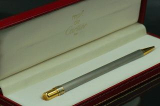 Cartier St150023 Must De Cartier Silver Gold Ballpoint Pen No Clip C24
