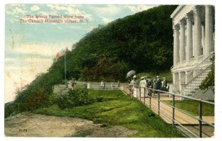 Haines Falls Ny - Catskill Mountain House Porch & Viewing Point - Postcard