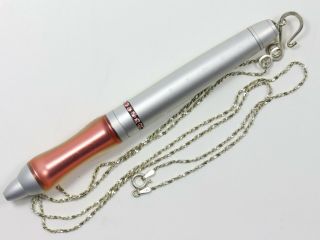 Sensa Minx Ring Top Twist Action Ballpoint Pen In Rose/silver W/silver Chain