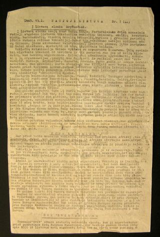 1943.  06.  01 Ww2 Lithuanian Publication Naujoji Lietuva No.  7