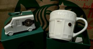 Starbucks 2016 Ornament Pike Place Delivery Truck & 3oz Demi Store Front