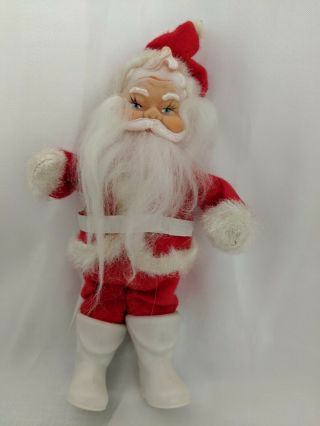 Vintage Santa Made In Japan 7 " Tall Felt Clothes Cotton Beard Plastic Face Doll