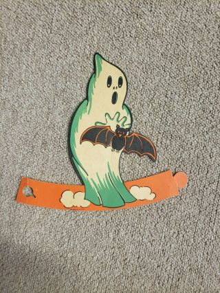 Vintage Halloween Ghost Bat Decoration Old Usa