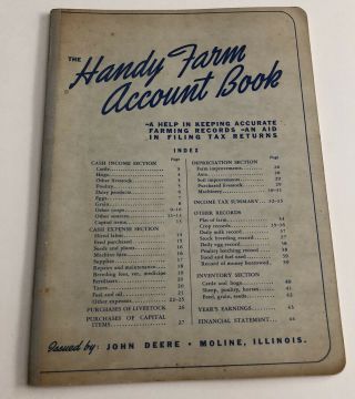 1950 John Deere Handy Farm Account Book Vintage Blank