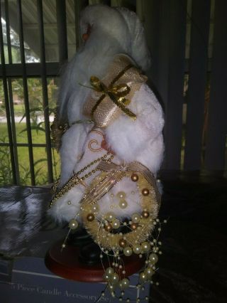 White gold trim coat Santa Claus Doll Figurine 11 