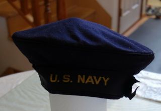 Vintage Us Navy Usn Sailor Flat Hat Wwii Flaw