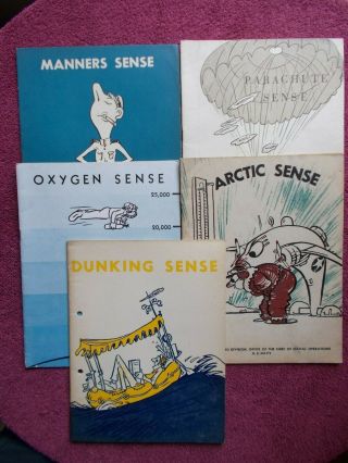 Manners,  Oxygen,  Parachute,  Dunking,  & Artic Sense Books (5) Total Army 1943,  44