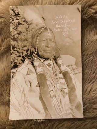 “ Seda Pee” Pueblo Indian Chief Hidden Inn Garden Of The Gods Colorado Rppc.