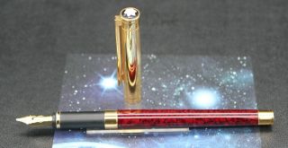 VINTAGE MONTBLANC NOBLESSE FOUNTAIN PEN SOLITAIRE DOUE GOLD RED MARBLED RESIN 2
