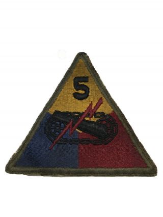 Wwii U.  S.  Army 5th Armored Division Green Back Patch Ng