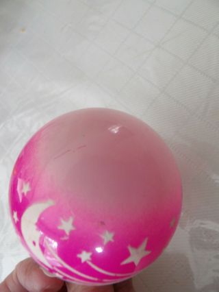 Shiny Brite pink glass ornament shooting stars & moon vintage 3
