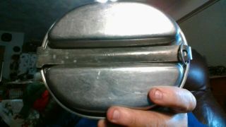 Us Wwii Mess Kit Leyse 1944 Stainless Steel With Galvanized Handle.