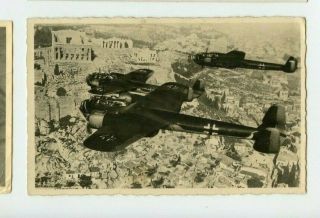 Vintage Postcard Rppc Luftwaffe Airplanes Over Acropolis German Bombers Wwii