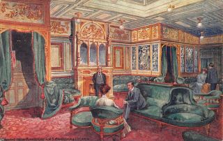 Cunard Ship Line Pc Pub For Rms Campania & Lucania,  Drawing Room C 1904 - 09