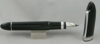 Omas 360 Ht Full - Size Black & Platinum Rollerball Pen - Made In Italy - 1990 