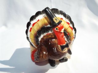 Vintage Relpo C932 Ceramic Thanksgiving Turkey Planter Japan Orig Sticker Guc