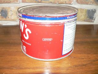 Vintage McClain ' s Coffee Tin One Pound Can w/Lid McClain Grocery,  Massillon Ohio 2