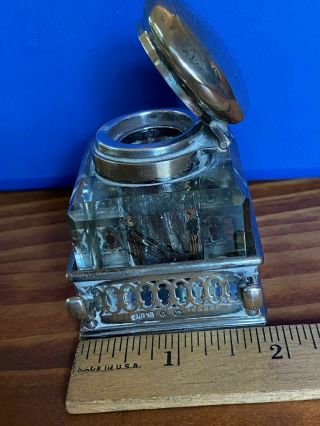 Early J.  G.  GRINSELL & SONS Crystal and Sterling Silver Inkwell - Birmingham - 1901 3