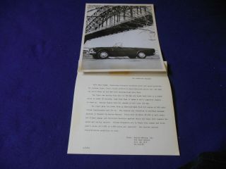 1964 Rootes Sunbeam Alpine Tiger Press Photo With Press Release