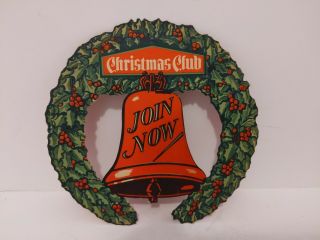 Vintage 1940s Christmas Club Franklin State Bank Milwaukee Wreath Bell Holly