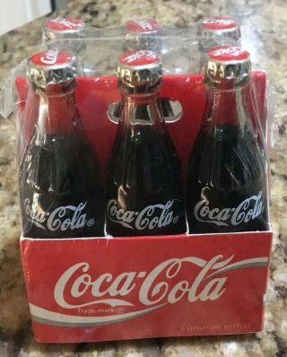 Coke - Cola 6 Pack Of Real Miniature Glass Bottles Comes “factory Sealed”