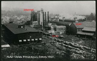 Old Photo Postcard Rppc,  Buildings,  Railcar,  Paper Mill Camas,  Washington,  Ca 1914