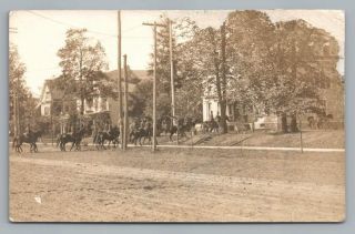 State Police Horse Riders Crossing The Street Rppc Antique Photo Postcard 1910s