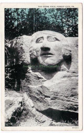 The Stone Face Forest City Pennsylvania - 1938 Postcard Susquehanna County
