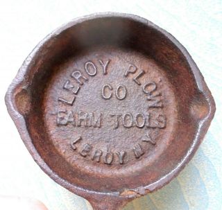 Vintage Advertising Cast Iron Mini Skillet " Leroy Plow Co.  Leroy,  N.  Y.