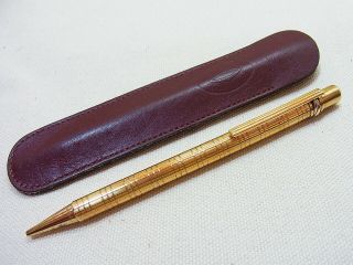 Cartier Must De Trinity Gold Ballpoint Pen With Leather Case