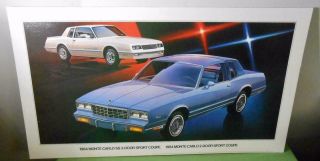 Vintage 1984 Monte Carlo Ss Dealer Poster Nos 32 X 18 Gm Dealer Poster