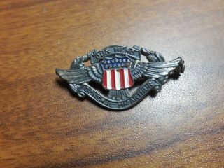 Geneal Macarthur Brass Pin Back With Red White & Blue Enamel