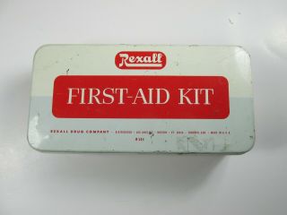 Vintage Rexall First Aid Kit Tin Usa 1950s