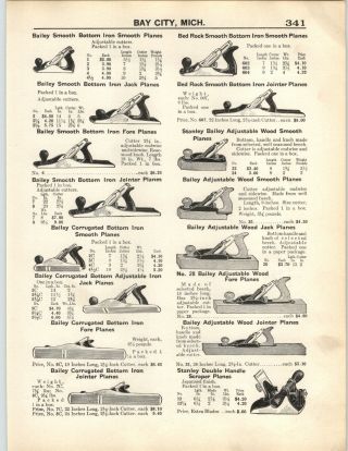 1937 Paper Ad 3 Pg Bailey Stanley Bed Rock Wood Plane Tool Double Handle