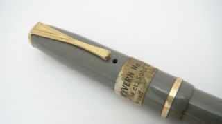 Stickered Wyvern Perfect Pen No 81,  Gray,  Semi Flex 14k Broad Nib,  England