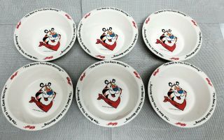 Vintage Set Of 6 1995 Kellogg’s Cereal Bowls Tony The Tiger Frosted Flakes