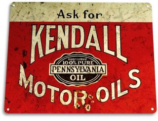 Kendall Motor Oil Gas Garage Auto Shop Retro Metal Oil Decor Sign