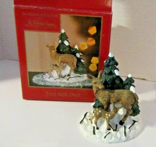 St Nicholas Square Christmas Village Accessories Tree With Deer Snow Country
