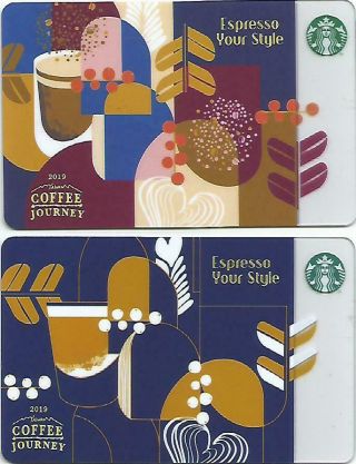 Taiwan Starbucks Cards " Coffee Journey " 2019 - Set Of 2