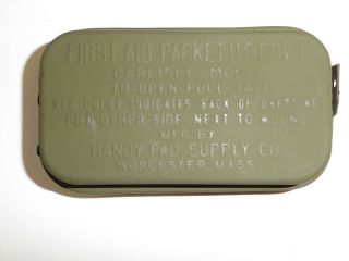 B0122w Ww2 Us Od Metal Carlisle Bandage Can First Aid Packet Worcester Mass W5b