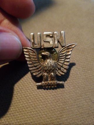 Us Navy Sterling Silver Filled Usn: Eagle Pin