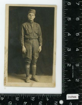 Vintage RPPC postcard WORLD WAR 1 WW1 US Soldier posing in portrait 2