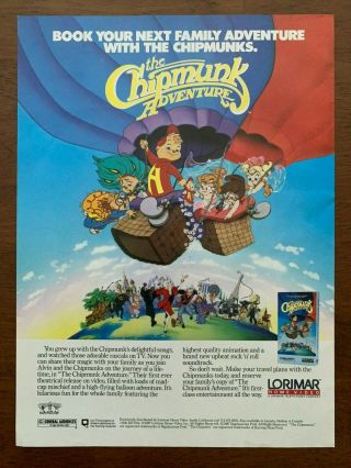 1987 The Chipmunk Adventure Vhs Vintage Print Movie Ad/poster Pop Art Decor