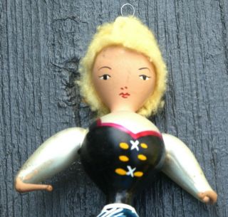 Antique 1950s Italy Vintage Glass Christmas Ornament Figure Woman Girl German 2